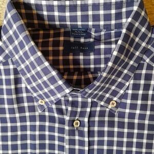 Jeff Rose Men's 2XL Shirt Navy Blue Check Long Sleeve Button Down 100% cotton